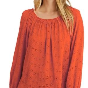 SANCTUARY Sunfire Blooming Eyelet Ballet Neck Blouse